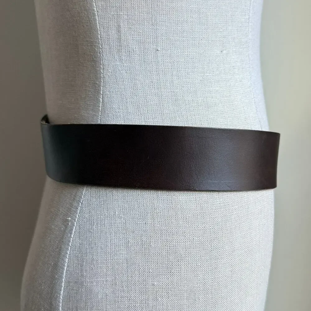 Vtg Wexford Hall x Buxton Brown Leather Belt Twisted Buckle Steerhide